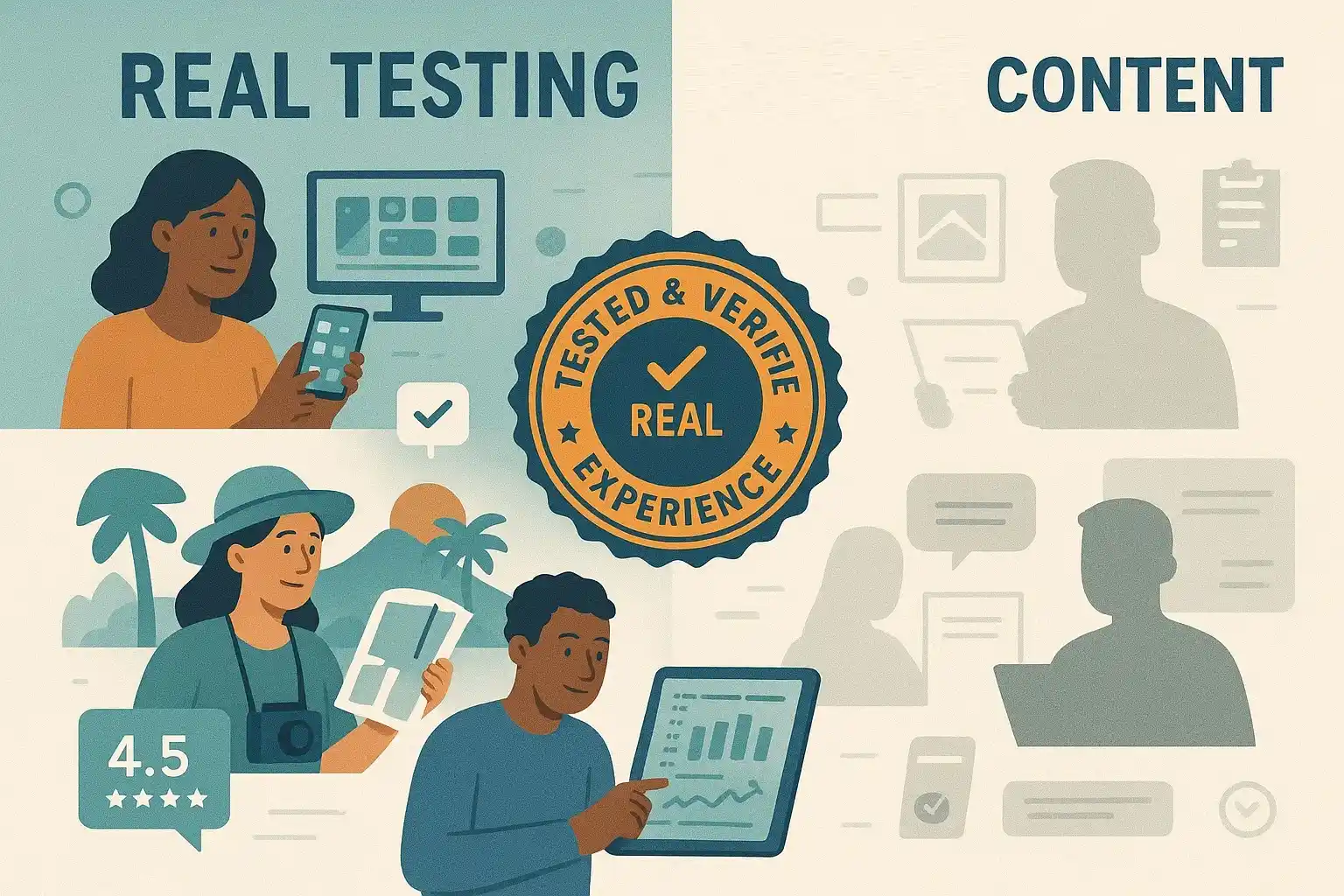Blogsora real testing approach vs generic blog content comparison with verified experience badge