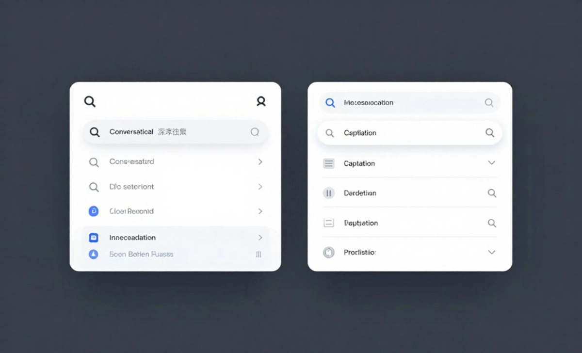 Side-by-side comparison of Perplexity AI and Google Search interfaces on desktop screens 