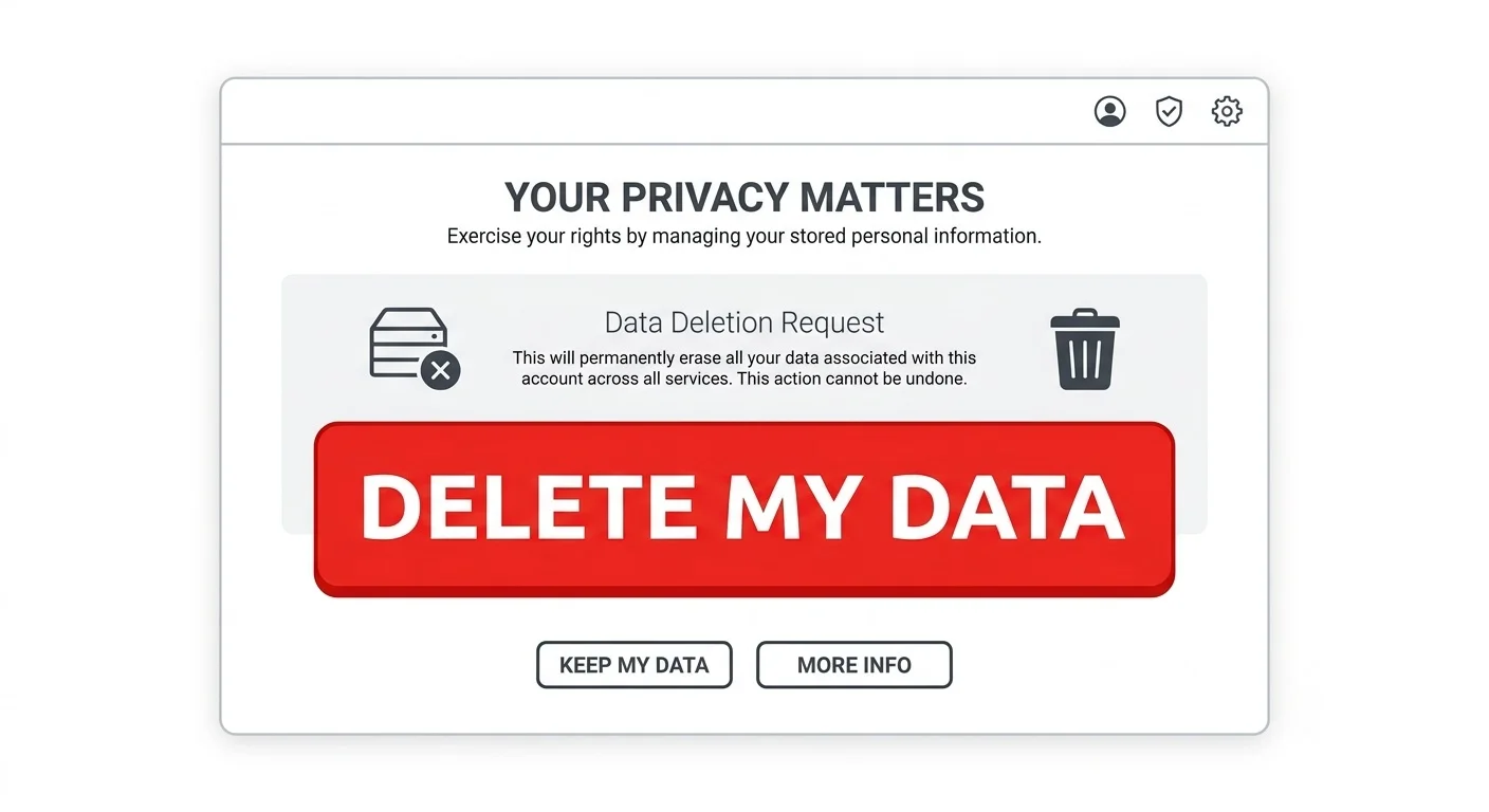 Delete button being pressed to remove personal data from a company database