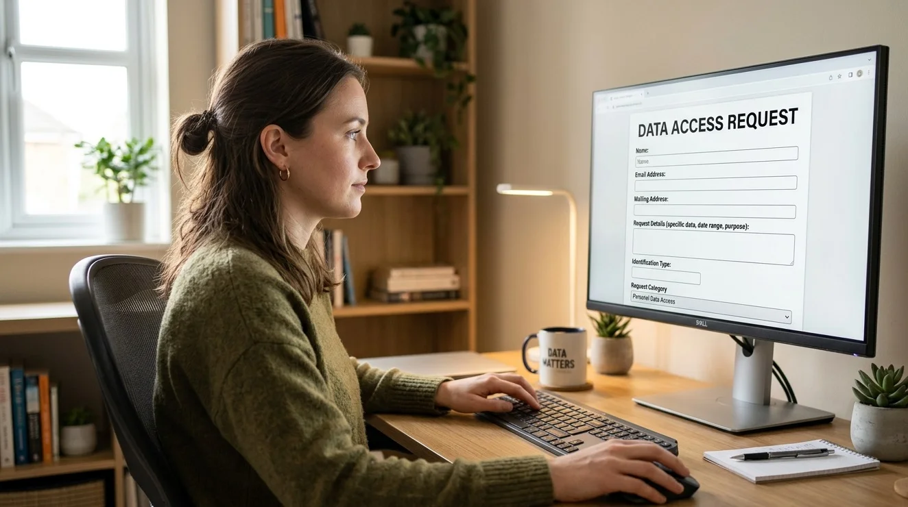 Consumer submitting a data access request online to a company in 2026