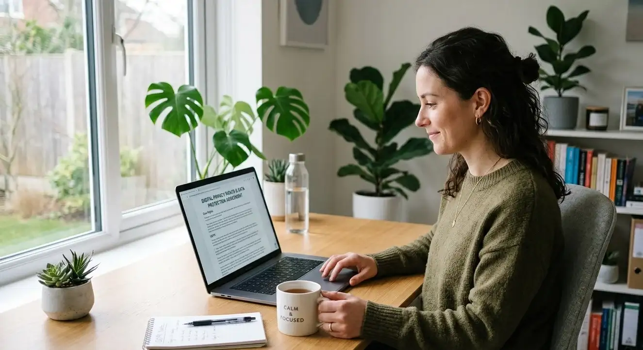 Person reading about consumer privacy rights on a laptop in 2026