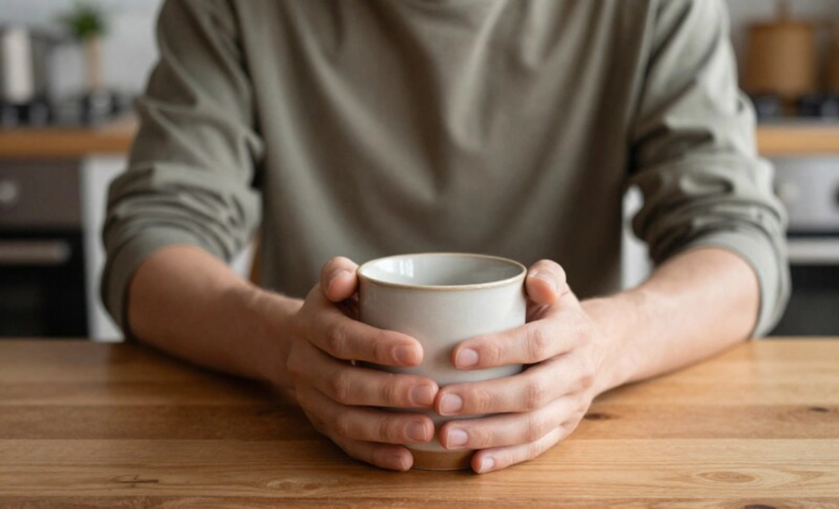 How to Build Resilience to Enhance Mental Wellness Person holding mug at kitchen table in morning light, appearing calm and reflective