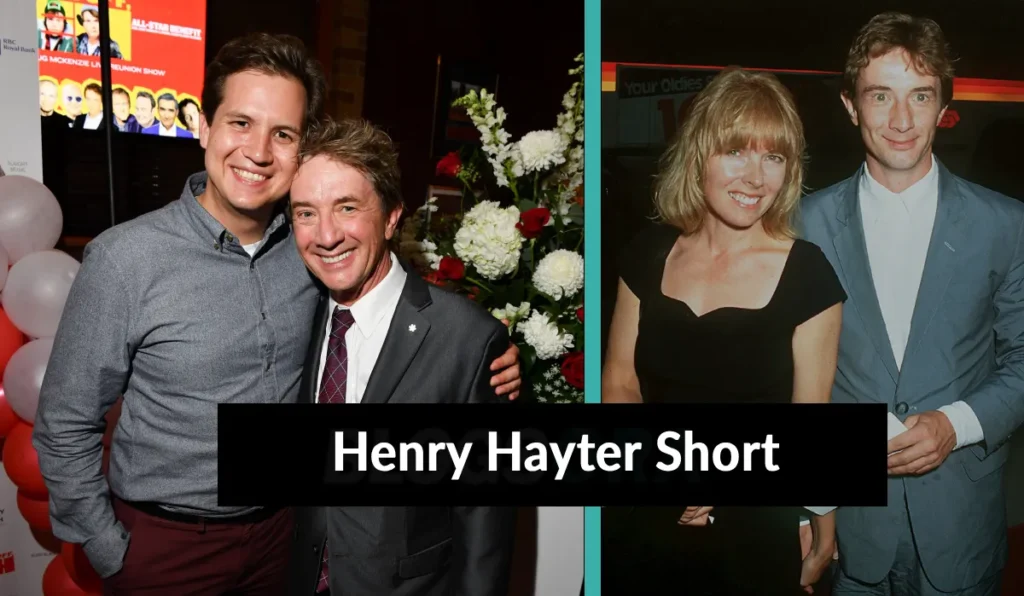 Henry Hayter Short with father Martin Short at an event, and Martin Short with Nancy Dolman