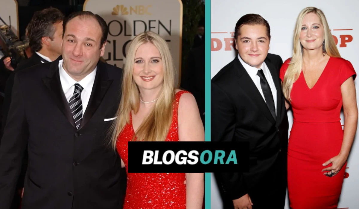 Marcy Wudarski with James Gandolfini at Golden Globes and with son Michael Gandolfini at The Drop premiere