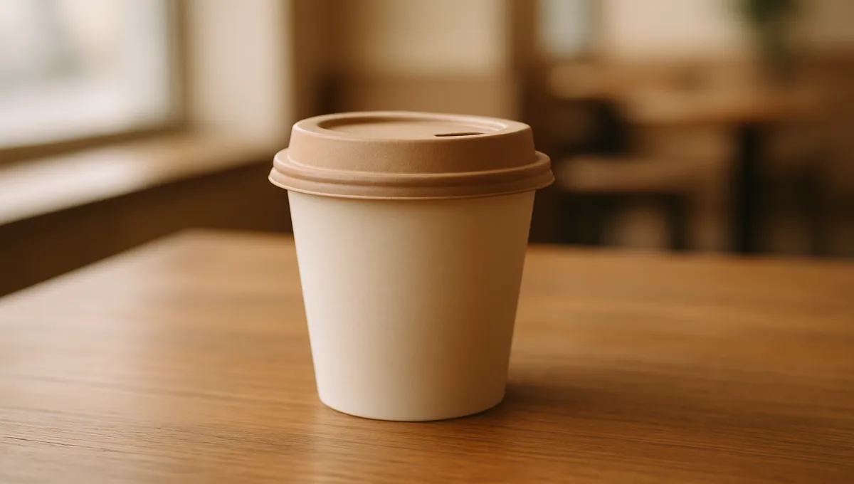 Pappedeckel cardboard lid on a hot coffee cup, eco-friendly alternative to plastic lids