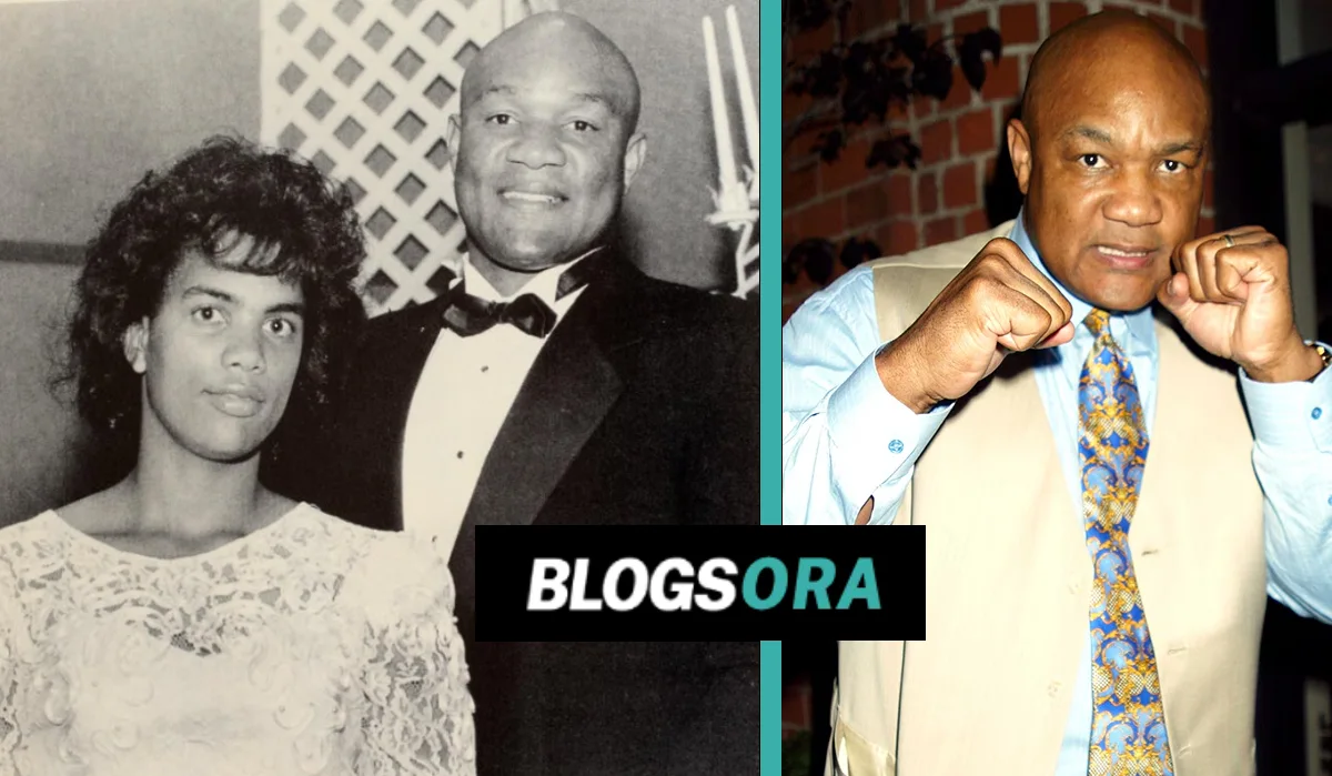Adrienne Calhoun and George Foreman early photo alongside George Foreman in his later years