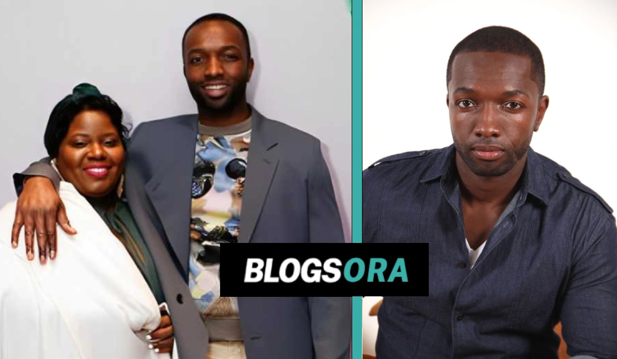 Jamie Hector with his wife Jennifer Amelia and a solo portrait of the actor