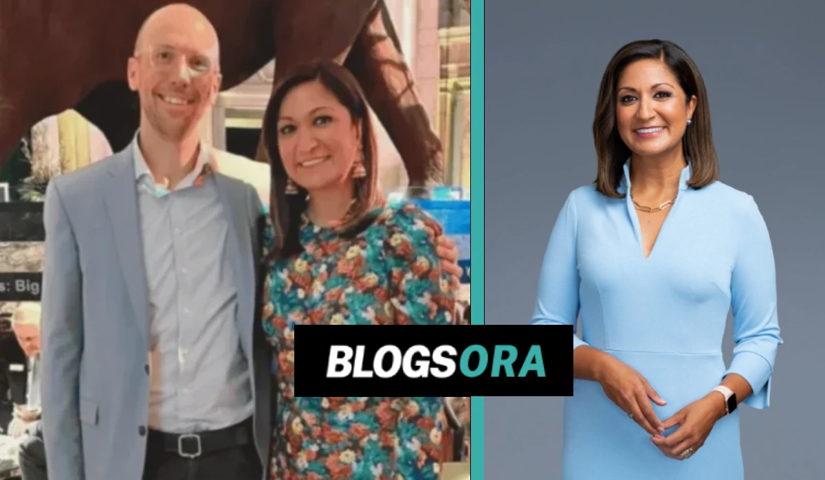 Paul Werdel and Amna Nawaz together, with a separate professional photo of Amna Nawaz, PBS NewsHour anchor