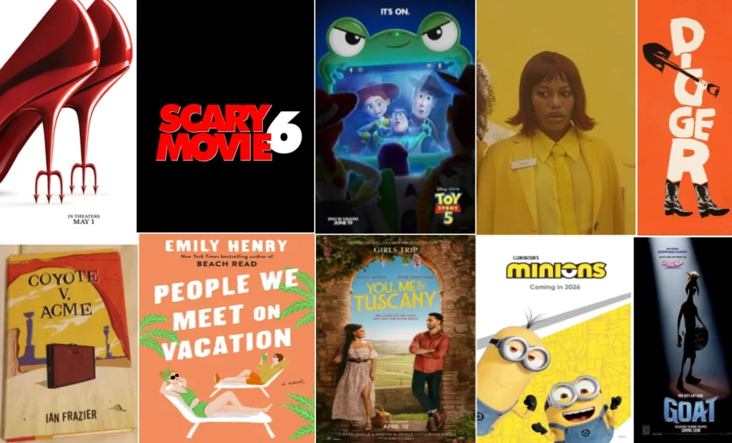 Best Comedies 2026 movie theater marquee with film titles and comedy genre symbols