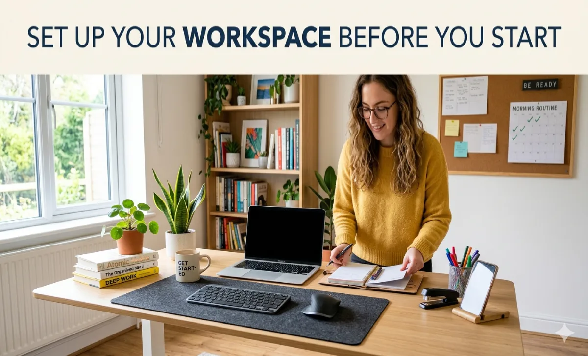 Clean, organized workspace with tools laid out for a DIY weekend project