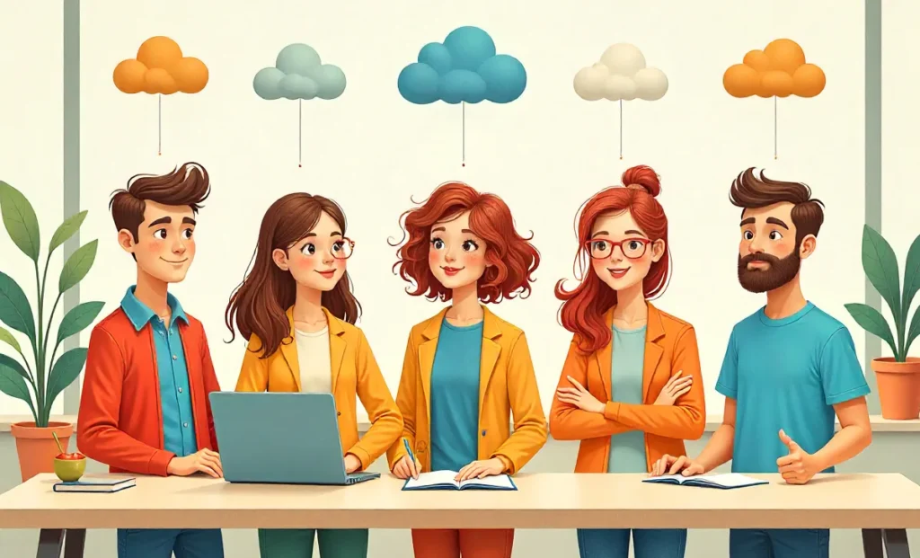 Five high-paying tech career paths illustrated: Cloud Architect, DevOps Engineer, Data Scientist, Cybersecurity, and Full-Stack Developer.