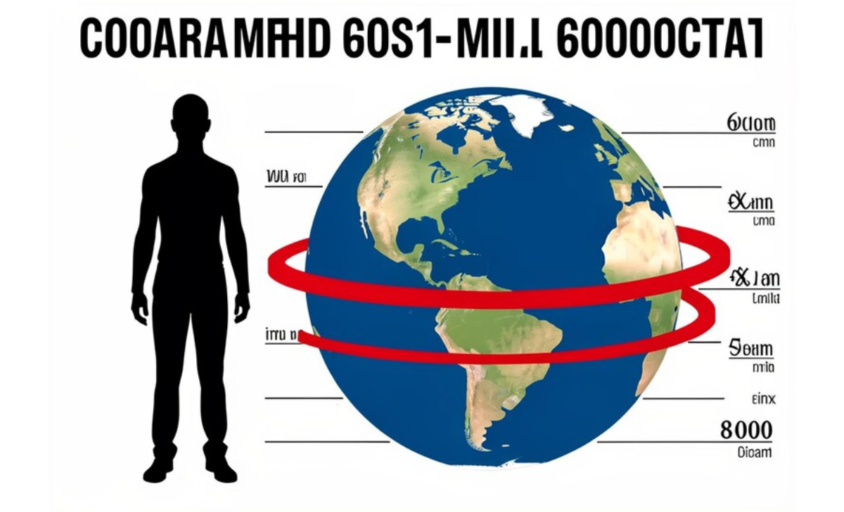Infographic comparing the 60,000-mile length of human blood vessels to Earth's circumference