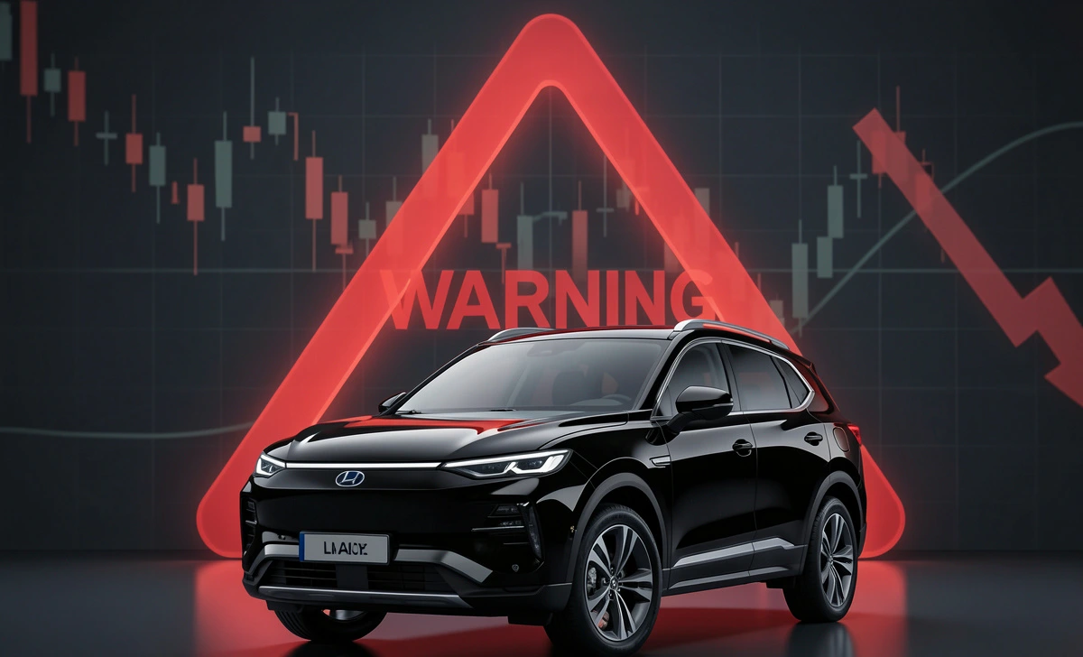Li Auto SUV model with warning sign over stock chart, representing hidden investment risks beyond strong car deliveries.
