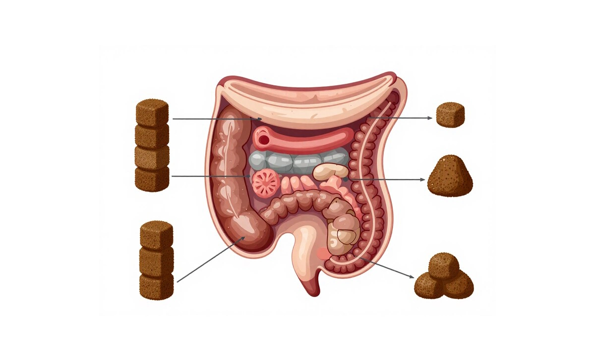 Anatomical diagram showing how wombat intestines create cube-shaped droppings through specialized contractions