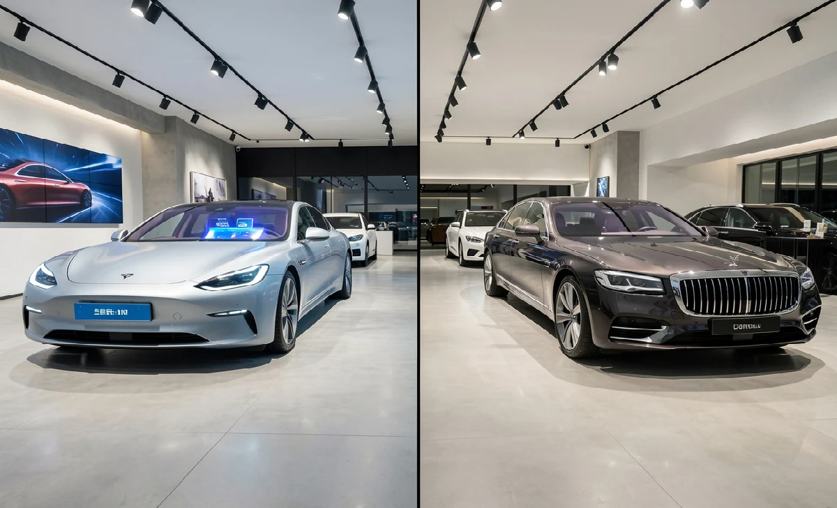 The Real Reason European Cars Are Losing the EV Race in 2026 European and Chinese electric vehicles compared side by side in a modern car showroom in 2026