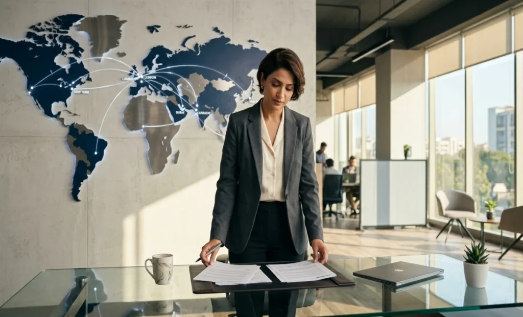 How the Overseas Business Fund Helps Companies Expand with Corporate-Backed Grants Business owner and corporate partner reviewing overseas business fund grant documents