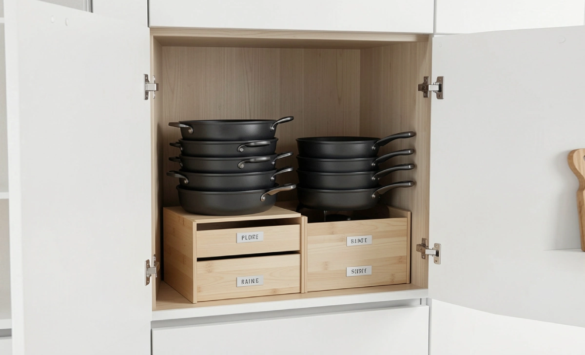 10 Most Useful Products I Bought in 2026 (That Actually Solved Real Problems) Stackable pans with detachable handles in kitchen cabinet