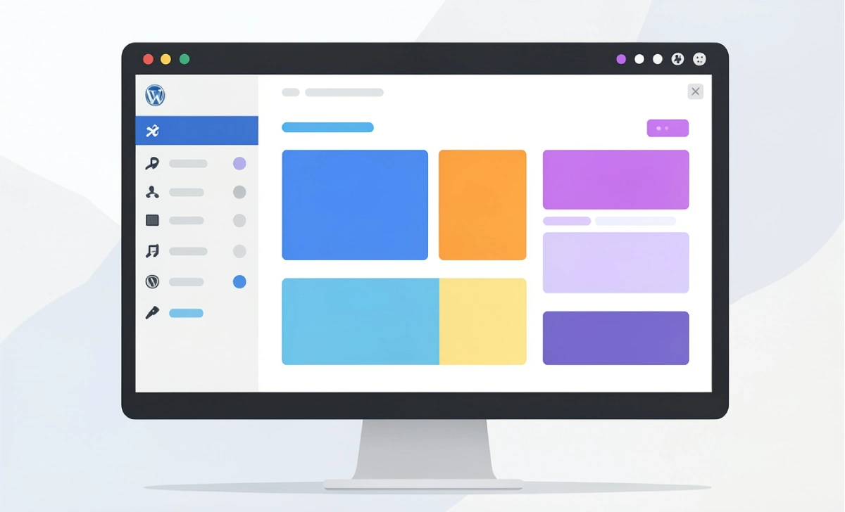 WordPress Gutenberg block editor interface showing content blocks on a desktop screen