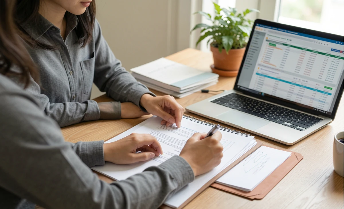 Person reviewing gold IRA company documents to vet a provider before investing
