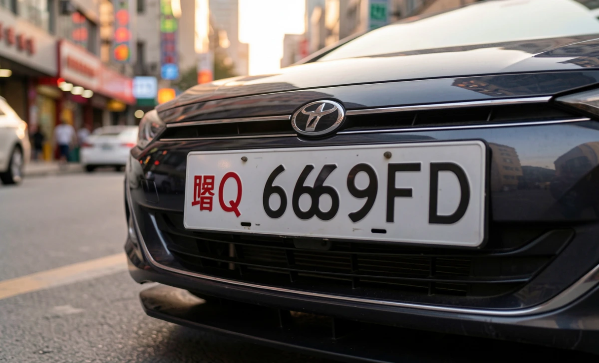 What Does 鲁Q 669FD Mean – Chinese License Plate from Linyi Shandong Close-up of Chinese license plate 鲁Q 669FD on a car registered in Linyi, Shandong Province