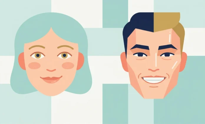 Two contrasting expressions illustrating ingenuine vs genuine behavior