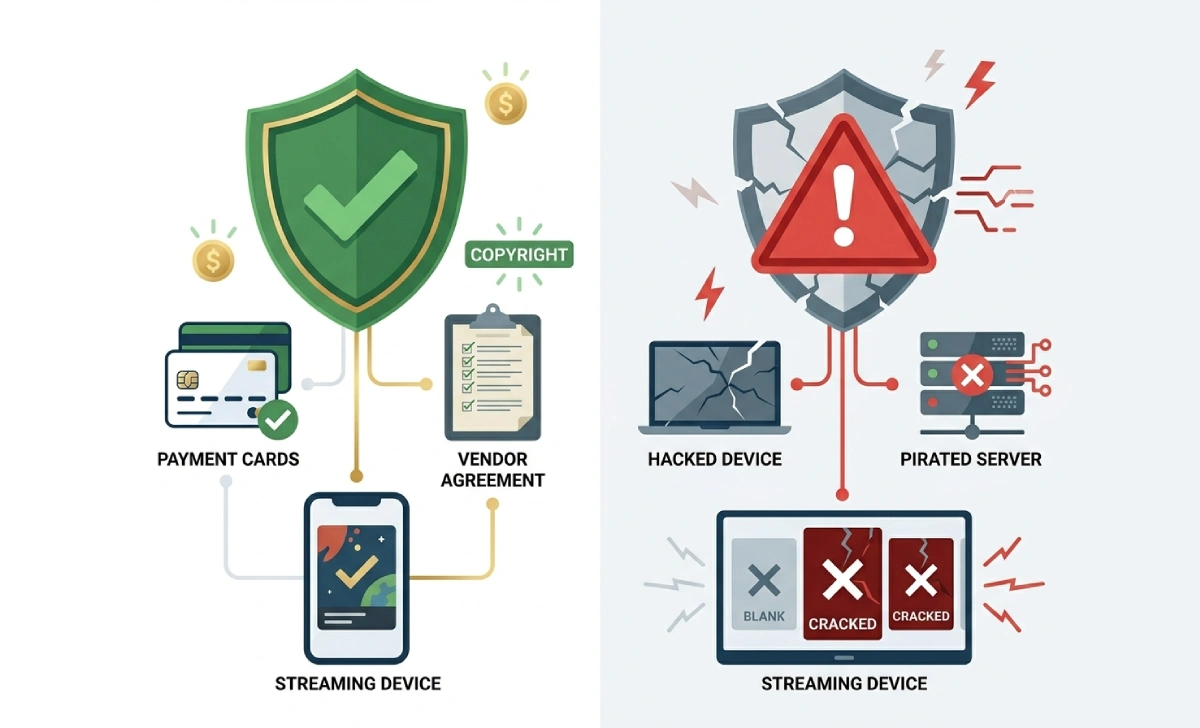 9 Best MoviesJoy Alternatives in 2026: Free, Legal & Actually Reliable Illustration comparing legal and illegal streaming options