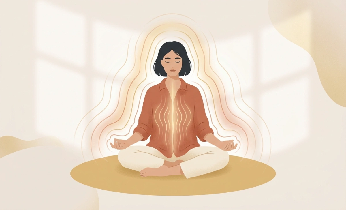 Illustration of relaxed body awareness and parasympathetic nervous system activation related to sensory pleasure patterns