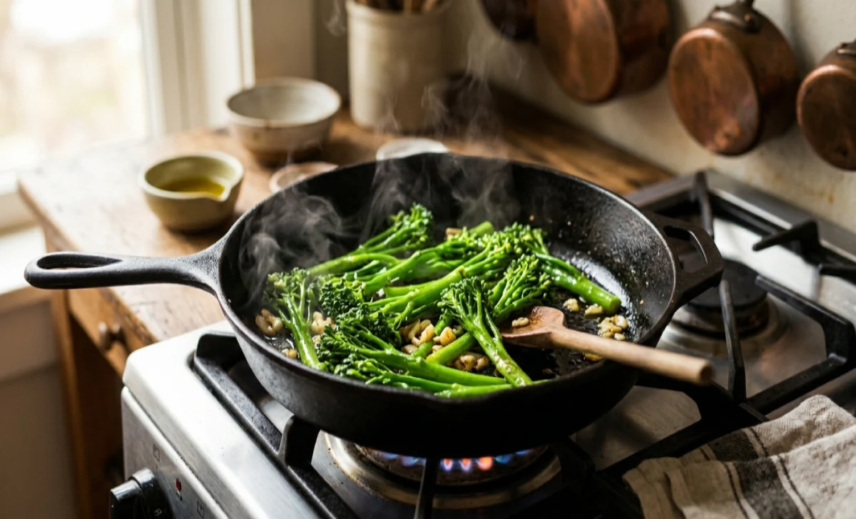 Crocolini: What It Is, Why It's Trending in 2026, and How to Actually Use It in Everyday Meals Crocolini being sautéed in olive oil and garlic in a cast iron pan